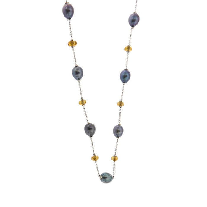 Collier Collier avec perles et quartz citrine 58 Facettes 25940