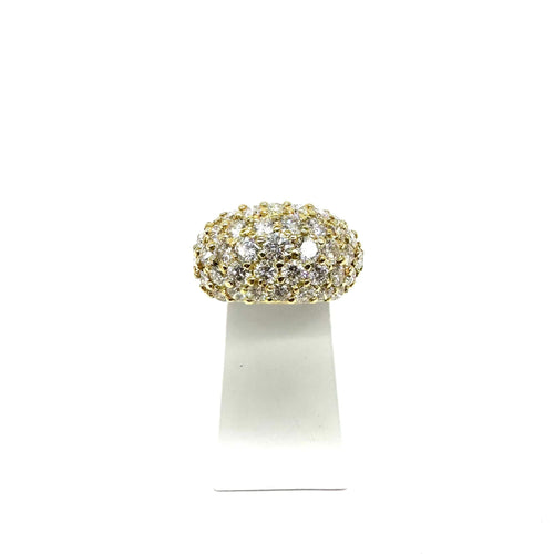 Bague 51 Bague jonc volume or jaune et pavage diamants 58 Facettes Z1351690