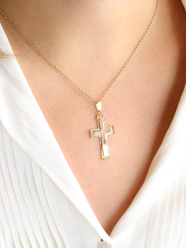 复古黄金十字吊坠 