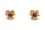 Boucles d'oreilles Boucles d'oreilles contemporaines or jaune serties de rubis et de diamants 58 Facettes B762