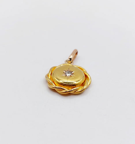 Pendentif Pendentif Art Déco or jaune, diamant taille ancienne serti étoilé (circa 1950) 58 Facettes A06316