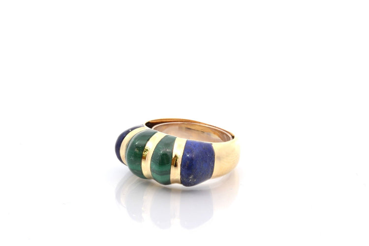 Vintage ring med malakit og lapis lazuli