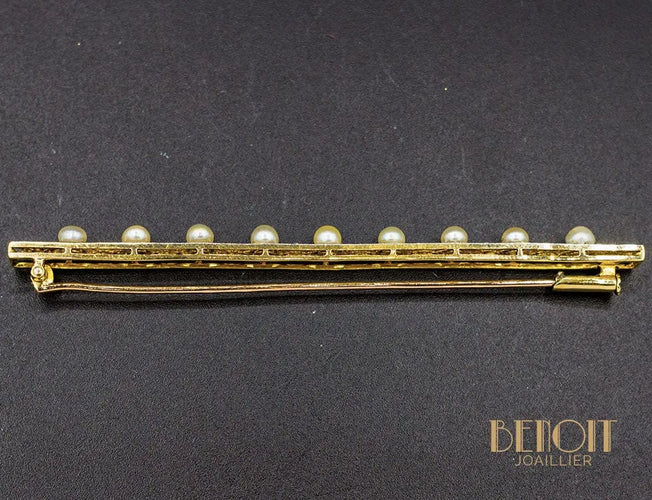 Broche Broche Barrette Art Déco Platine Perles Fines 58 Facettes A9166