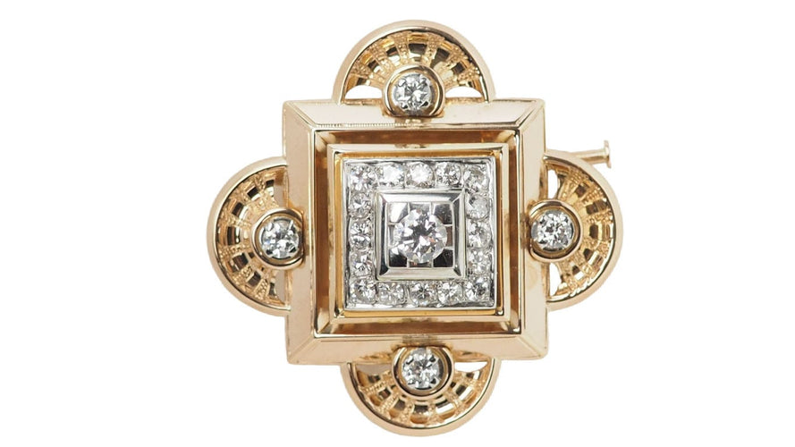 黄金钻石吊坠胸针