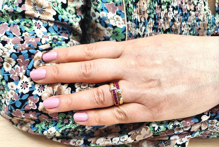 Bague 54 Bague rubis et diamant 58 Facettes Bag.Rub.2Rail.DV