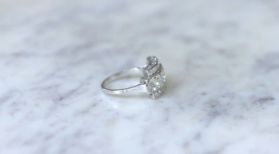 Bague 53 Bague Art Déco Trilogie Diamants 58 Facettes