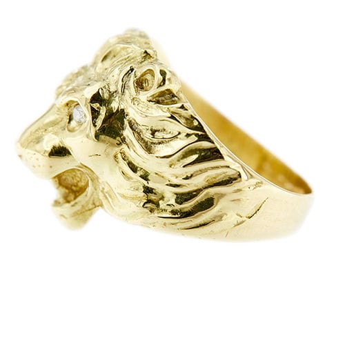 Bague Bague tête de lion en or jaune sertie de diamants 58 Facettes 30011