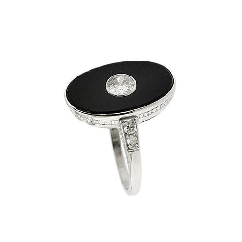 Bague 56 Bague Art Déco avec onyx et diamants 58 Facettes 37817