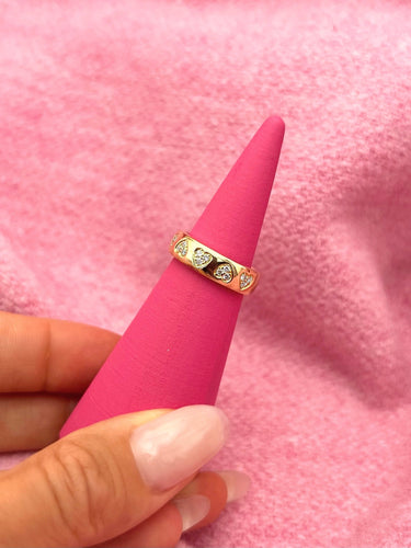 Bague 49 Bague Bandeau Coeurs or jaune 58 Facettes 1