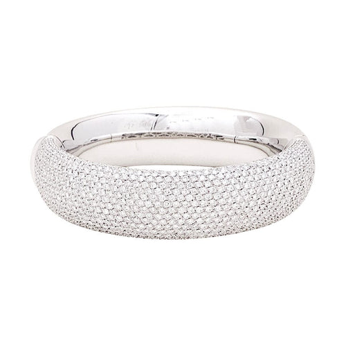 Bracelet Bracelet jonc en or blanc, pavage diamants. 58 Facettes 34080