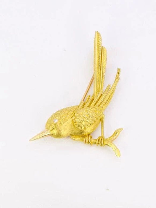 Broche Broche animalière Oiseau or jaune diamant 58 Facettes 1014