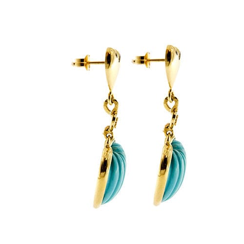Boucles d'oreilles DAMIANI - Boucles d'oreilles en forme de cœur avec diamants et turquoises 58 Facettes 37515