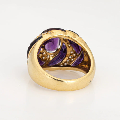 Bague 53 Bague diamant améthyste vintage or jaune calibre taille tourbillon 58 Facettes G13416