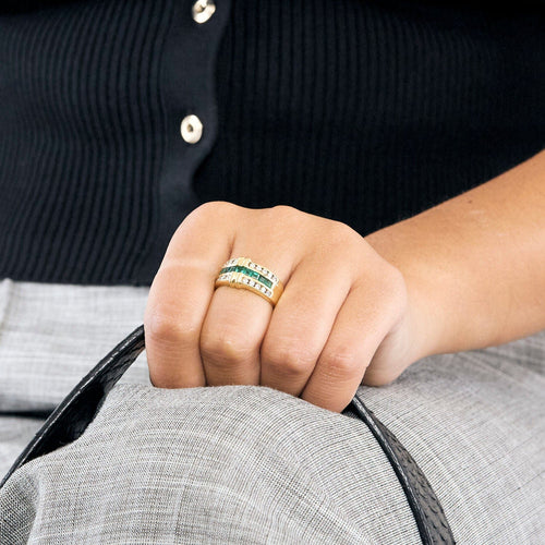 Bague 54 Bague or jaune et émeraudes 58 Facettes DIE1133