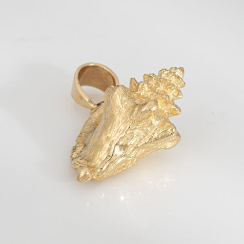 Pendentif Pendentif coquillage vintage en or 14 carats, lourd, 17,7 grammes, coquillage, océan 58 Facettes G13912