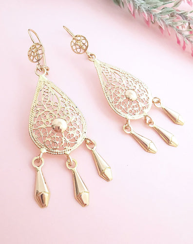 Boucles d'oreilles Boucles d'oreilles pendantes filigranées Or Jaune 58 Facettes AA 1648