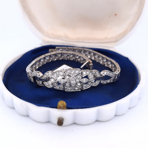 Bracelet Bracciale decò en platine et diamants 58 Facettes