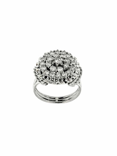Bague 55 Bague cocktail vintage certifiée HRD or blanc et diamants 58 Facettes