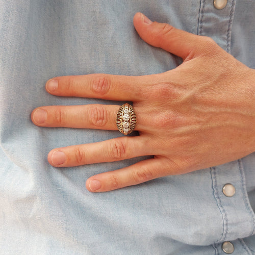 Bague 51.5 Bague bombee platine et diamants 58 Facettes 32