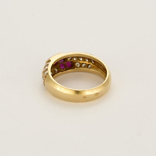 Bague 56,5 Bague en or jaune, diamants et rubis de synthèse 58 Facettes DRE1777