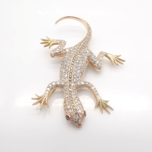 Broche Broche salamandre Or rose Diamants 6.94 ct 58 Facettes
