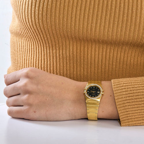 Montre OMEGA - Constellation -  Montre de dame or jaune, onyx et diamants 58 Facettes RL30