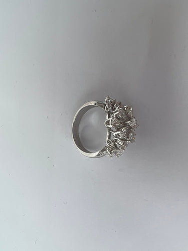 Bague 54 Bague diamant fantaisie cocktail de fleurs 58 Facettes RNG-76