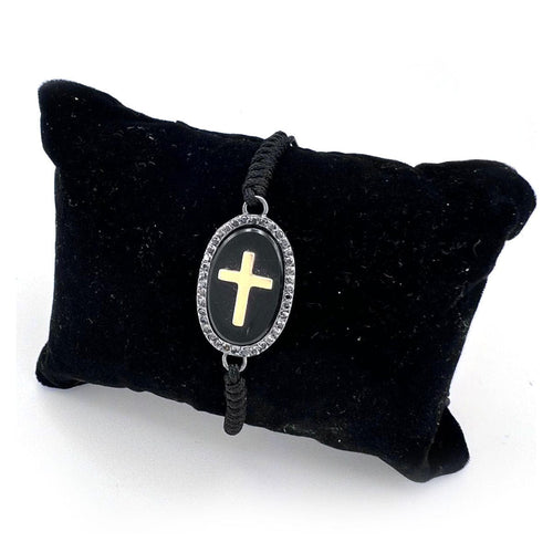 CROSS bracelet in yellow gold, black diamonds and onyx 58 Facettes UKA000081GM