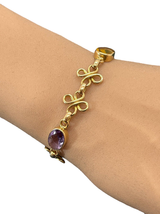 Bracelet Bracelet or jaune citrines et améthystes 58 Facettes 149049759