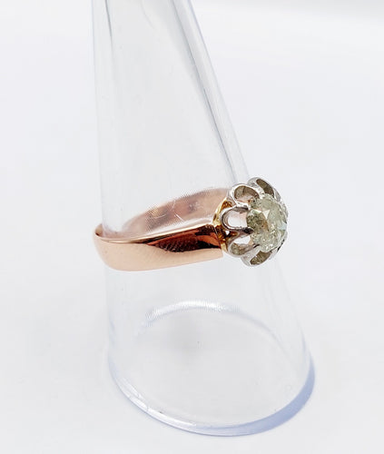 Sormus Solitaire ruusukultaa ja Platina, vanhan mallinen timantti 0,70 karaattia (noin 1900) 