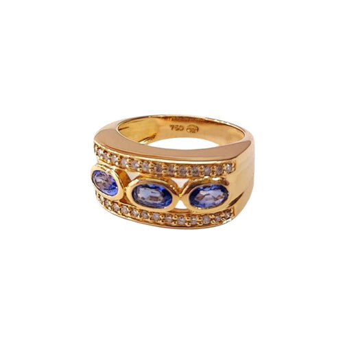 Bague 52 Bague or jaune, saphir et diamant 58 Facettes BAG.3SAPH-1508
