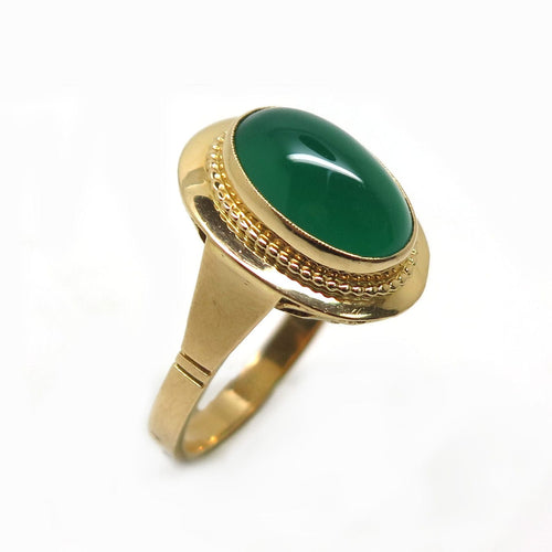 Bague 54 Bague Cabochon de calcédoine verte 58 Facettes