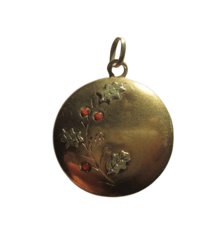 Pendentif Pendentif ancien porte-bonheur houx en or rose 18 carats 58 Facettes