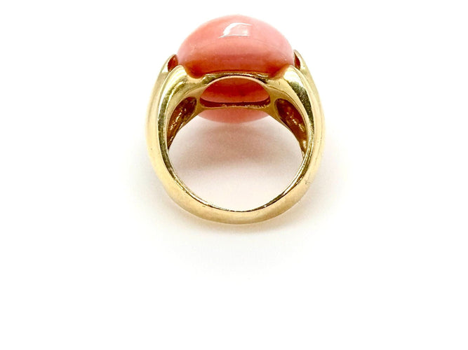 Bague 52 Bague or jaune et corail 58 Facettes M9044