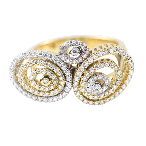 Bague Bague en or jaune avec des accents en or blanc et des diamants naturels 58 Facettes