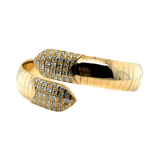 Bracelet CHAUMET - Bracelet « plume » or jaune et diamants 58 Facettes 1.0000453/1