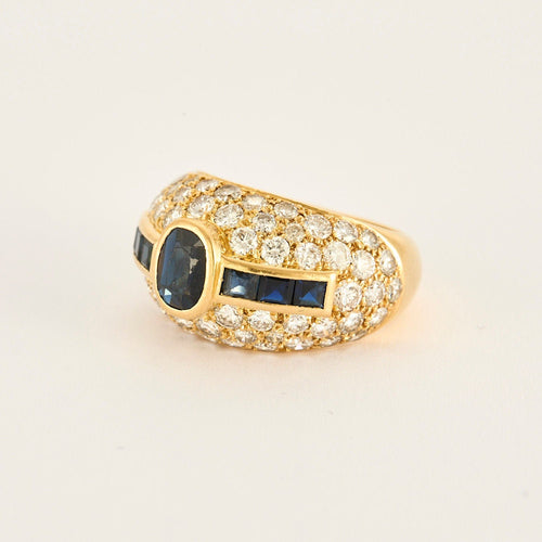 Bague Bague or jaune pavage diamants saphirs 58 Facettes LP1073/12