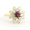 Bague 61 Bague en or jaune avec rubis et diamants taille brillant 58 Facettes