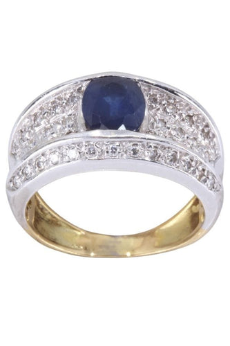 BAGUE MODERNE SAPHIR ET DIAMANTS 58 Facettes 095271