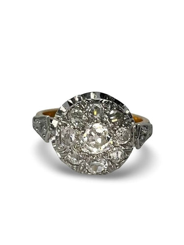 Bague 50 Bague Vintage or jaune platine et diamants 1,1 ct 58 Facettes 00070401