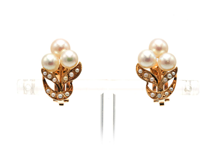 Boucles d'oreilles Boucles d'oreilles Art Déco or jaune serties de perles 58 Facettes 21823