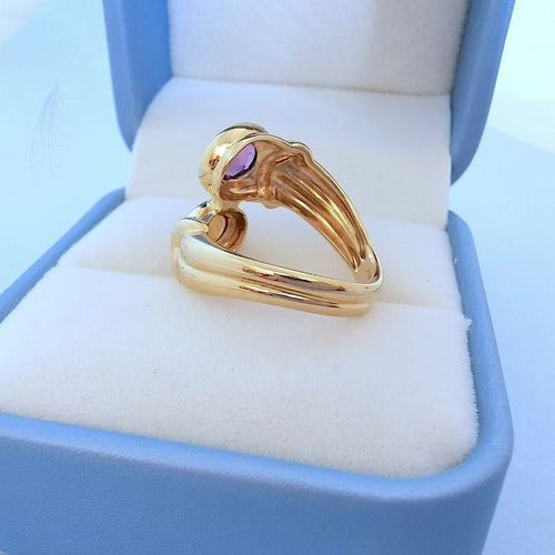 Bague 52 Bague Toi et Moi Améthyste et Citrine Or Jaune 18 K 58 Facettes AA 1711