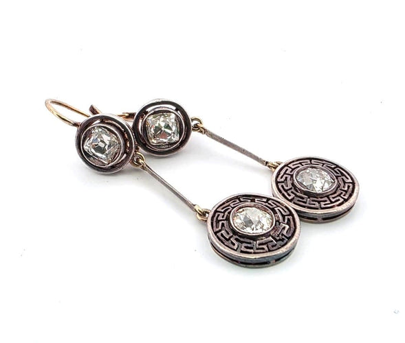 Boucles d'oreilles Boucles d'oreilles anciennes bas de gamme en or et diamants 58 Facettes