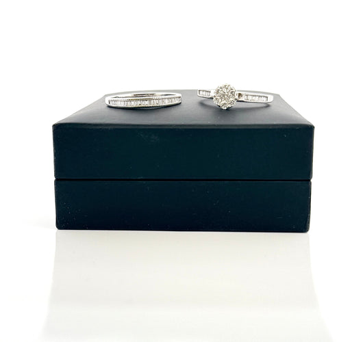 Bague 56 Bague de fiançailles + alliance en or et diamants 58 Facettes