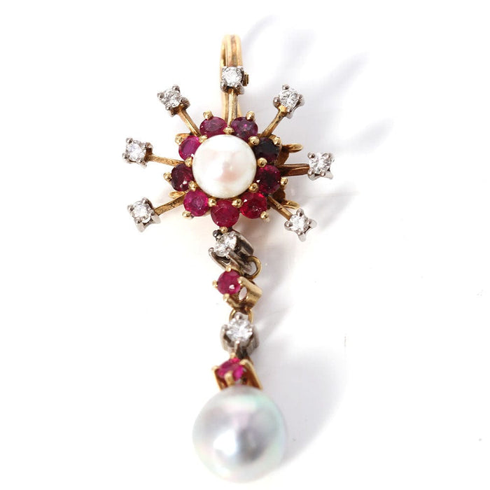 Pendentif pendentif avec perles, rubis et diamants 58 Facettes E362036
