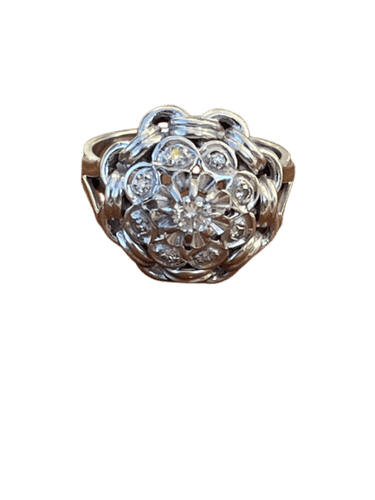 Vintage prsten od sivog zlata i dijamanata 