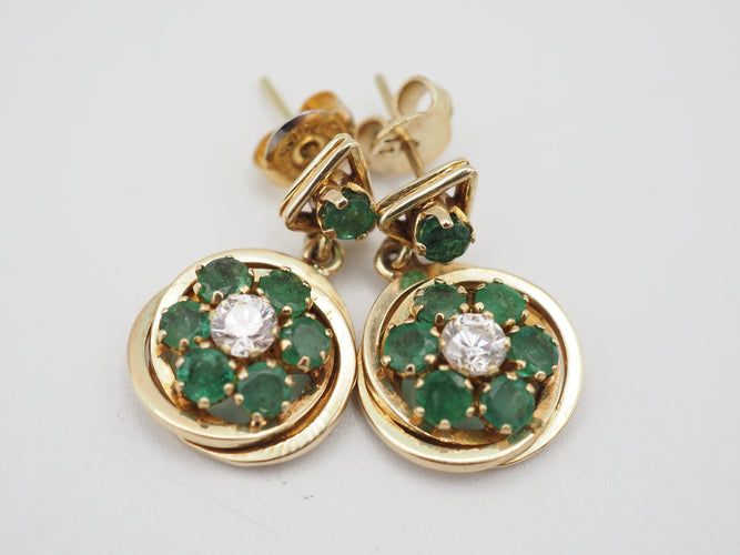 Boucles d'oreilles Boucles d'oreille émeraude marguerite 58 Facettes