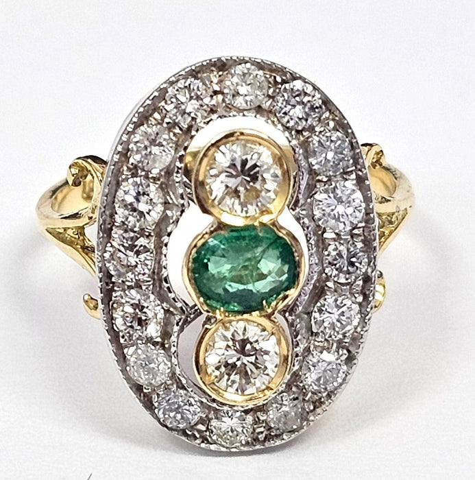 Bague Bague en or jaune avec émeraudes et diamants 58 Facettes