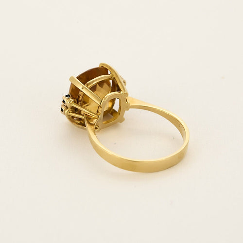 Bague 56 Bague en or jaune, citrine et saphirs 58 Facettes CAS0178