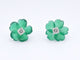 Boucles d'oreilles Boucles d'oreilles en or blanc 0,18 carat ornées d'une fleur précieuse verte et de gros diamants 58 Facettes 2258